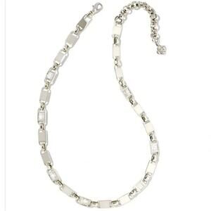 KENDRA SCOTT JESSIE SILVER CHAIN NECKLACE IN WHITE CRYSTAL New!‎